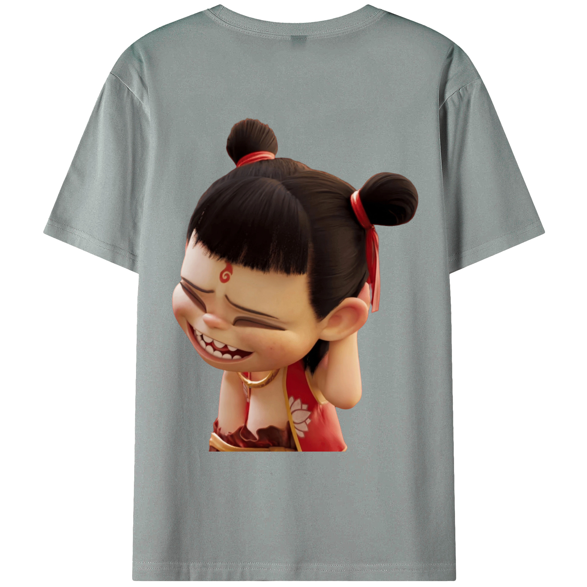 （画像用） Ne Zha 2 ナタ 魔童の大暴れ 綿100％ メンズ半袖Tシャツ（バックプリント） 通気性